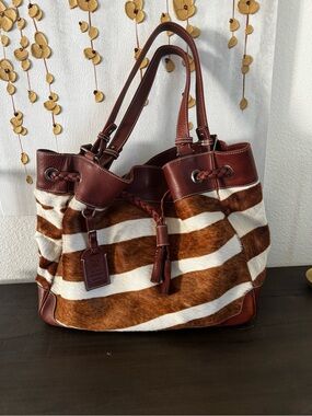 Rare Dooney & Bourke Boldrini Selleria Italian Leather Calf Hair Bag